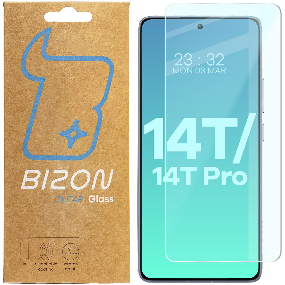Gehärtetes Glas für Xiaomi 14T/14T Pro, Bizon Glass Clear