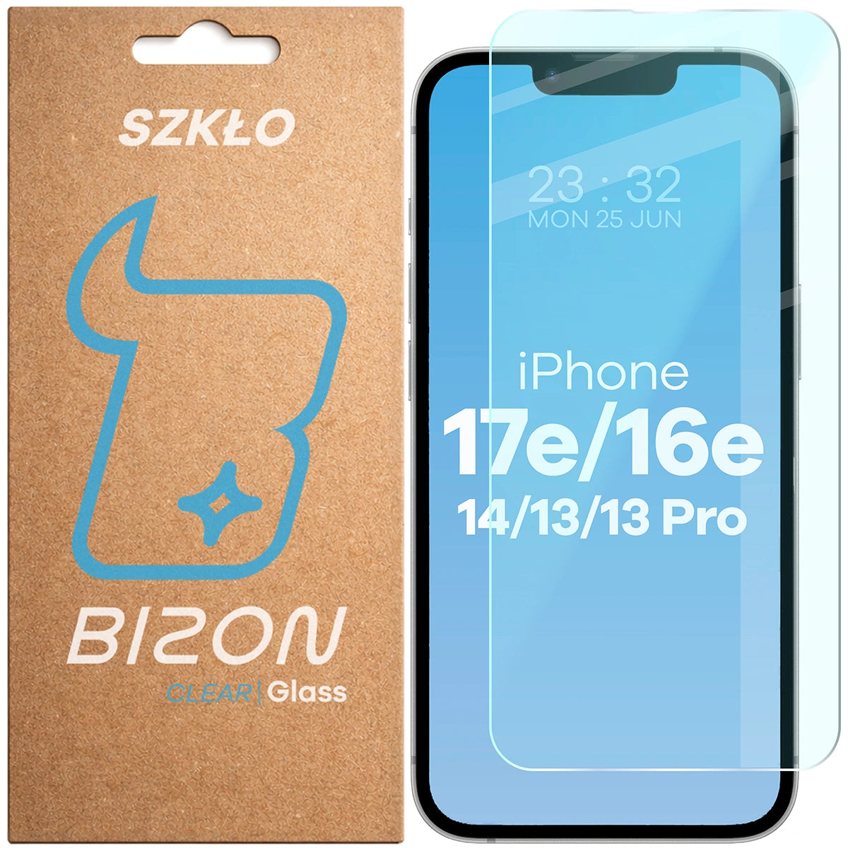 Gehärtetes Glas Bizon Glass Clear für iPhone 17e / 16e / 14 / 13 / 13 Pro