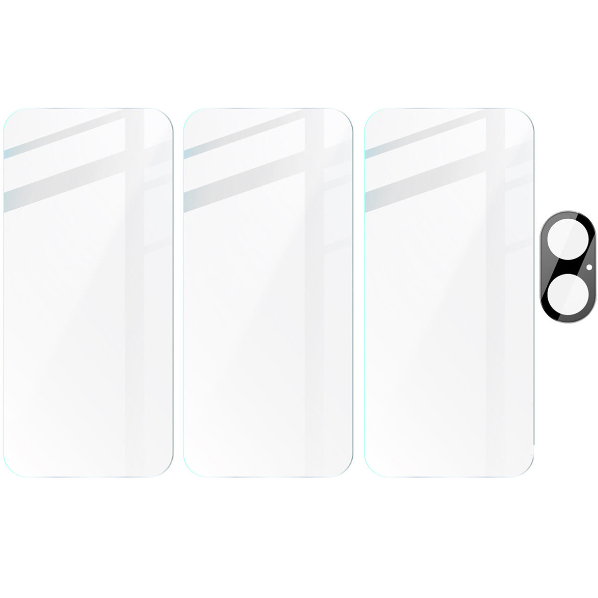 Gehärtetes Glas - 3 Stück + Kameraschutz für iPhone 16, Bizon Glass Clear Pack