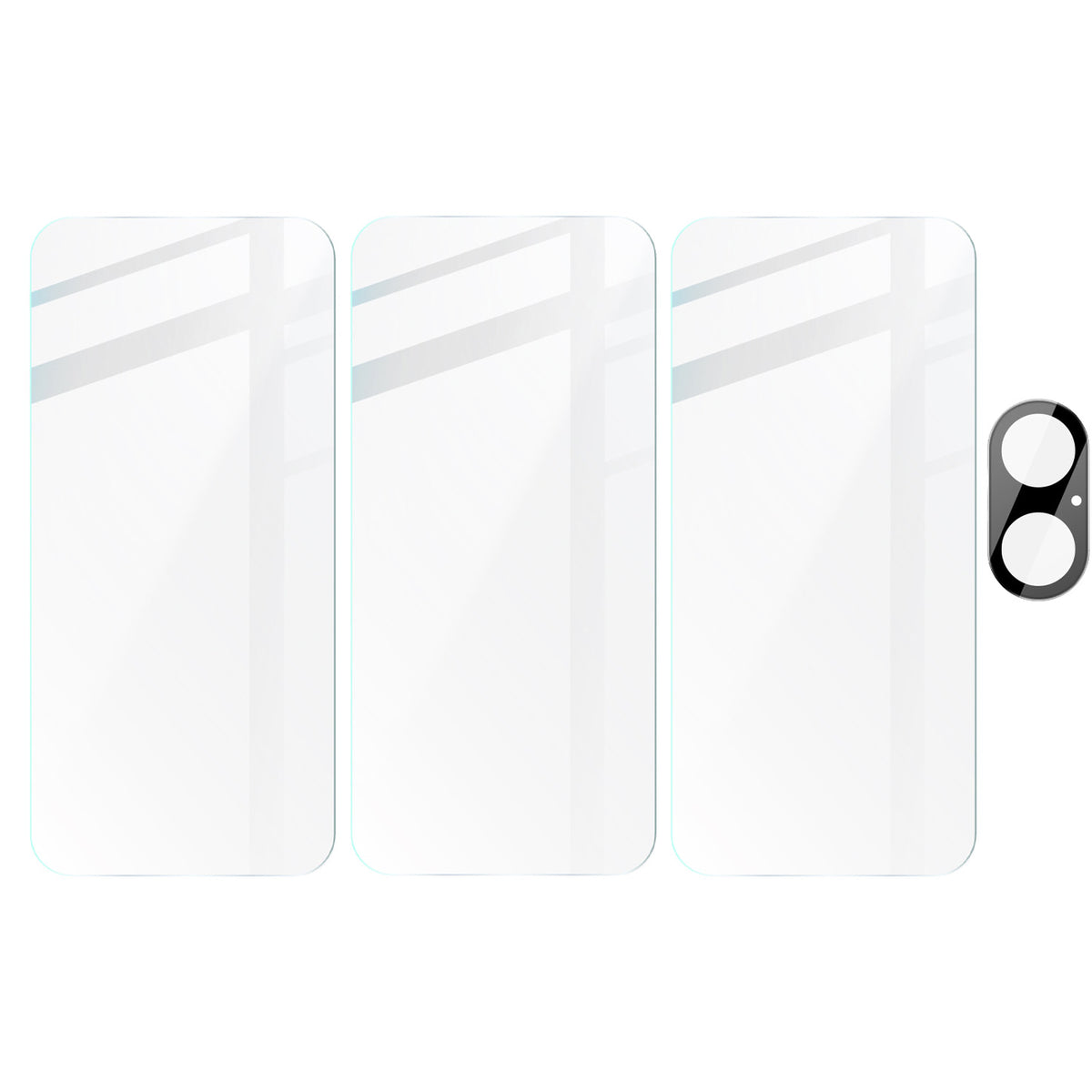 Gehärtetes Glas - 3 Stück + Kameraschutz für iPhone 16 Plus, Bizon Glass Clear Pack