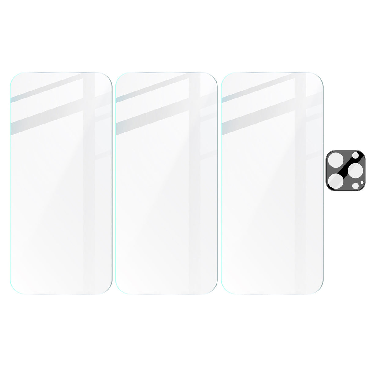 Gehärtetes Glas - 3 Stück + Kameraschutz für iPhone 16 Pro Max, Bizon Glass Clear Pack
