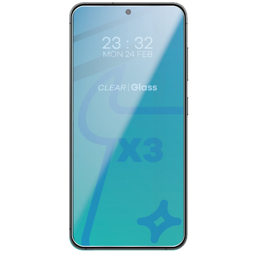 Gehärtetes Glas - 3 Stück + Kameraschutz für Galaxy S24, Bizon Glass Clear Pack
