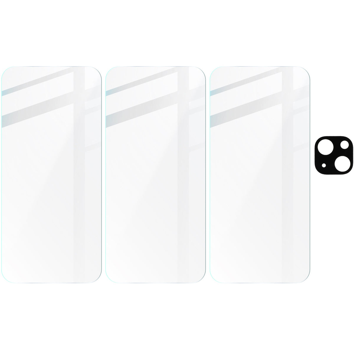 Gehärtetes Glas Bizon Glass Clear Pack - 3 Stück + Kameraschutz, iPhone 15 Plus