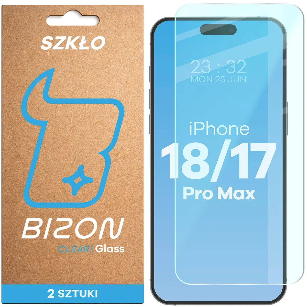 Gehärtetes Glas für iPhone 18 Pro Max / 17 Pro Max, Bizon Glass Clear Duo, 2 Stück