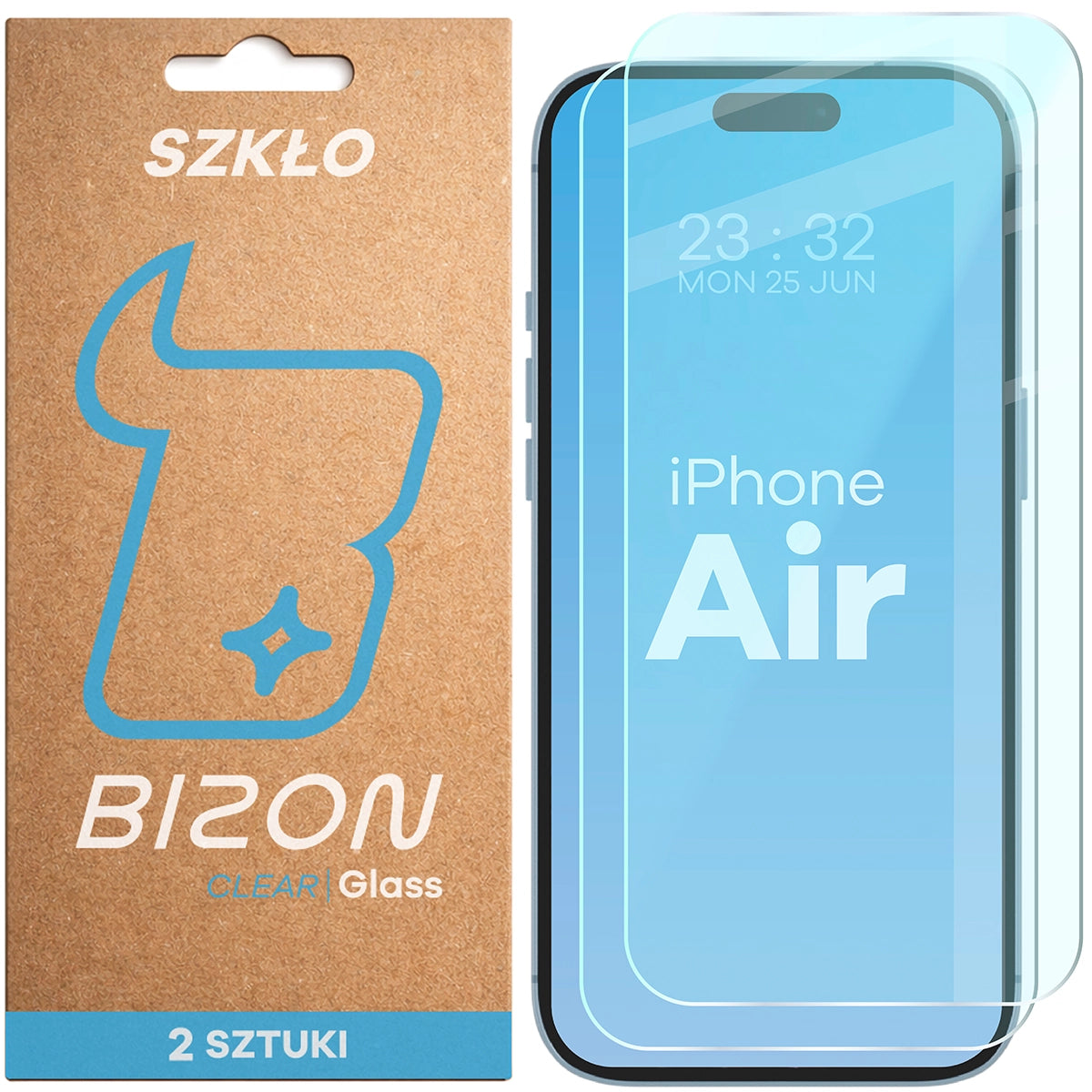 Gehärtetes Glas für iPhone Air, Bizon Glass Clear Duo, 2 Stück