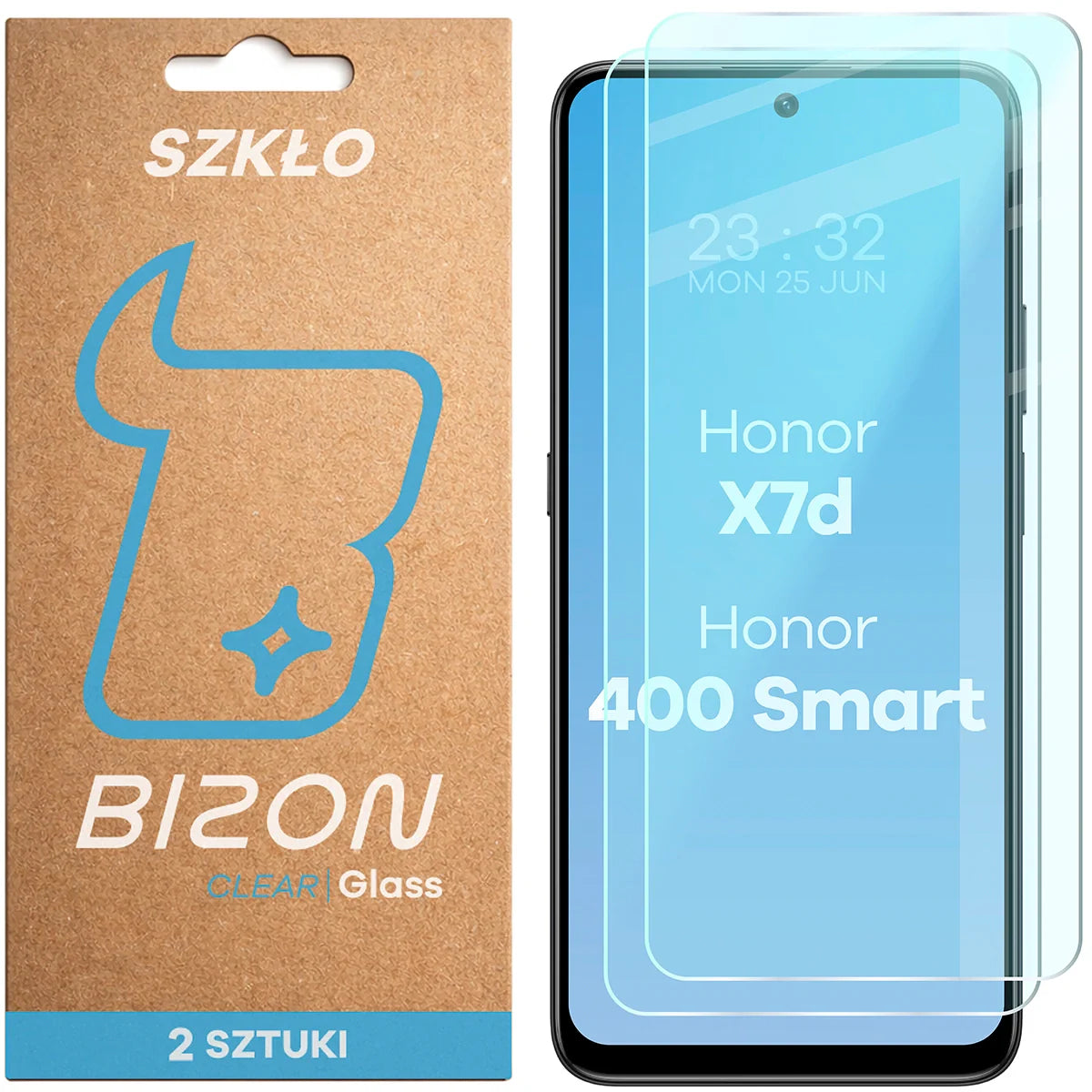 Gehärtetes Glas für Honor X7d / Honor 400 Smart, Bizon Glass Clear Duo, 2 Stück