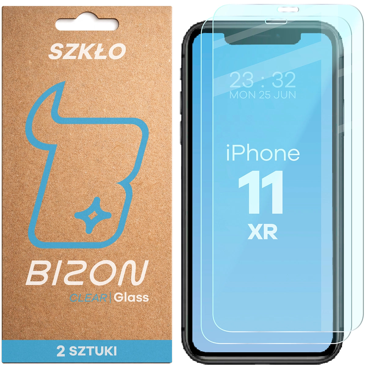 Gehärtetes Glas für iPhone 11 / Xr, Bizon Glass Clear Duo, 2 Stück