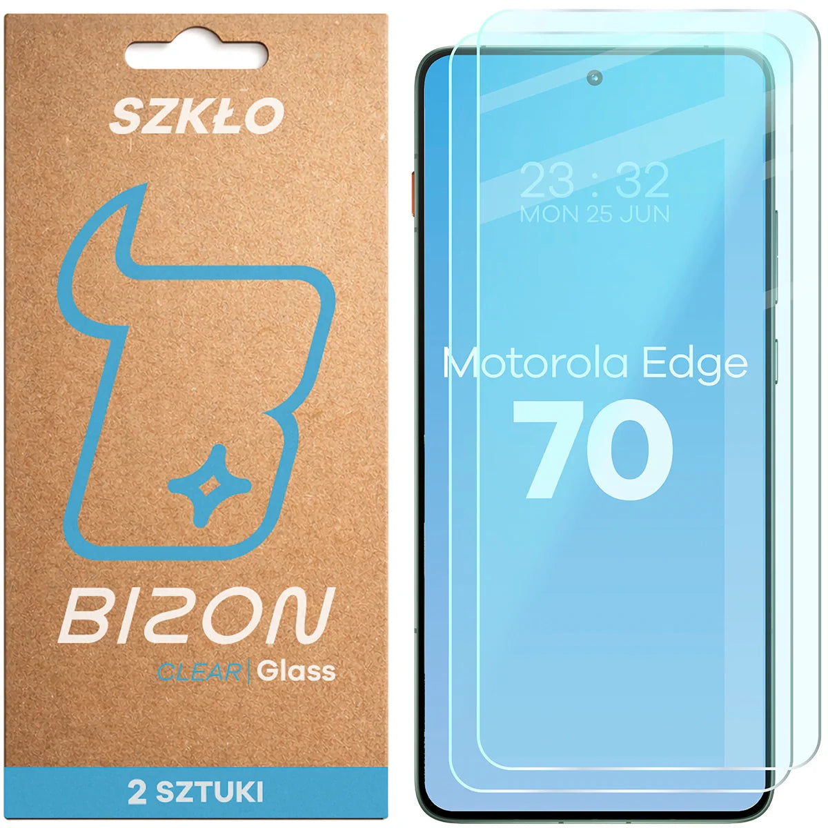 Gehärtetes Glas für Motorola Edge 70, Bizon Glass Clear Duo, 2 Stück