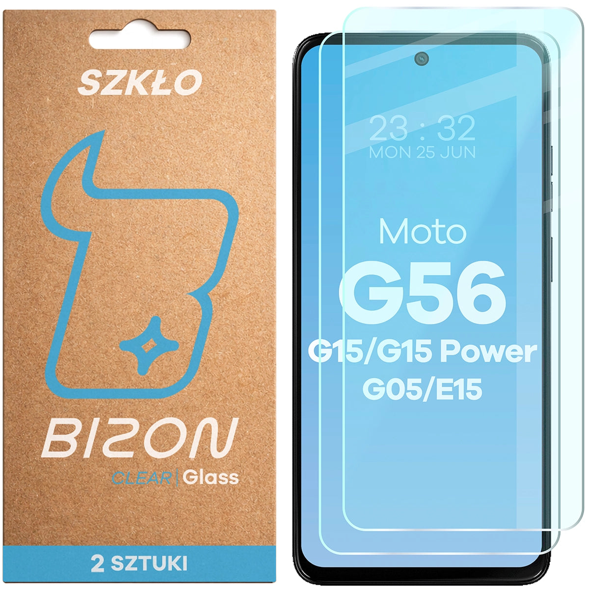 Gehärtetes Glas für Motorola Moto G15 / G15 Power / G05 / E15 / G56 5G, Bizon Glass Clear Duo, 2 Stück
