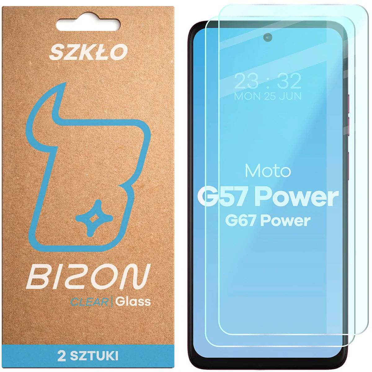 Gehärtetes Glas für Motorola Moto G57 Power / G67 Power, Bizon Glass Clear Duo, 2 Stück