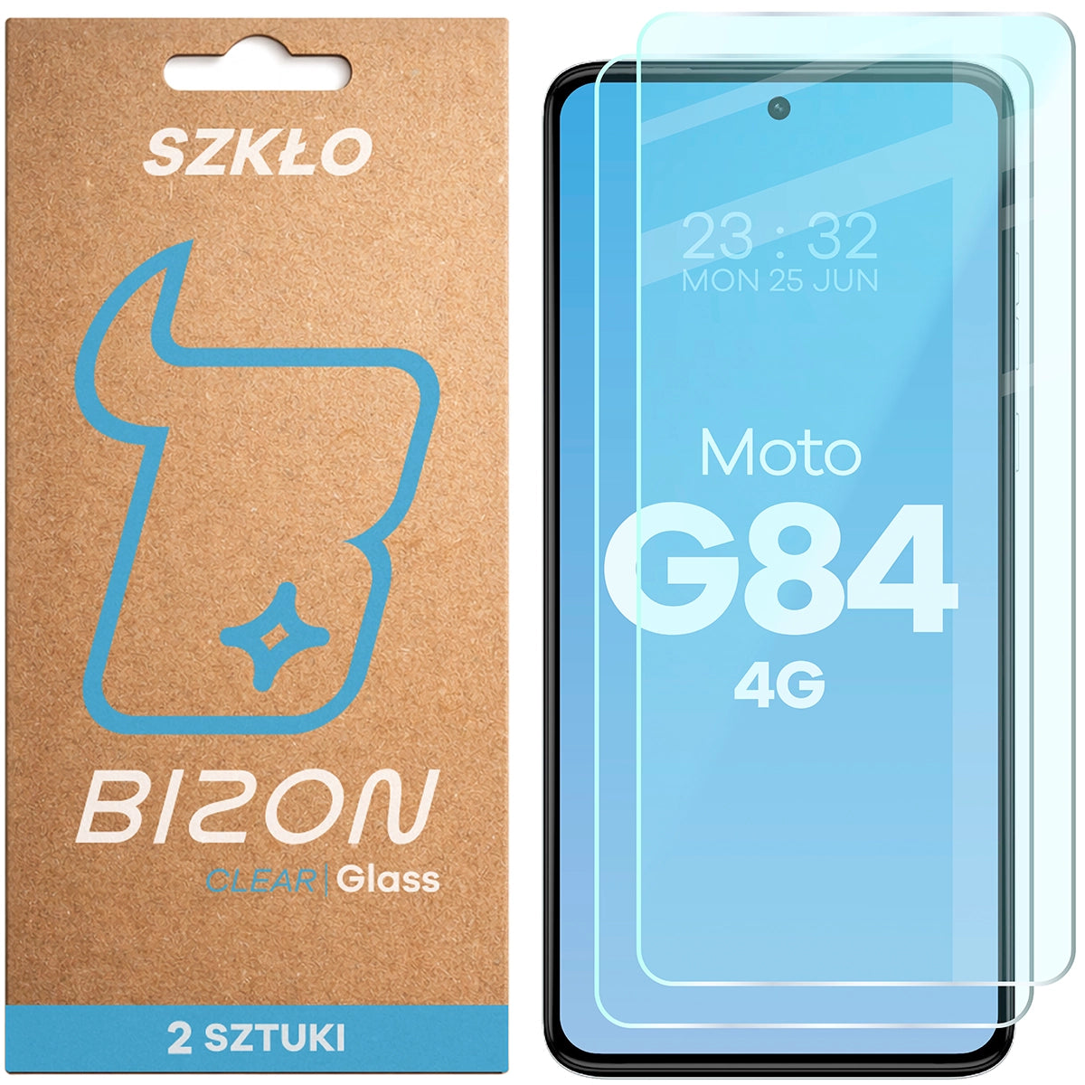 Gehärtetes Glas für Motorola Moto G84 5G, Bizon Glass Clear Duo, 2 Stück