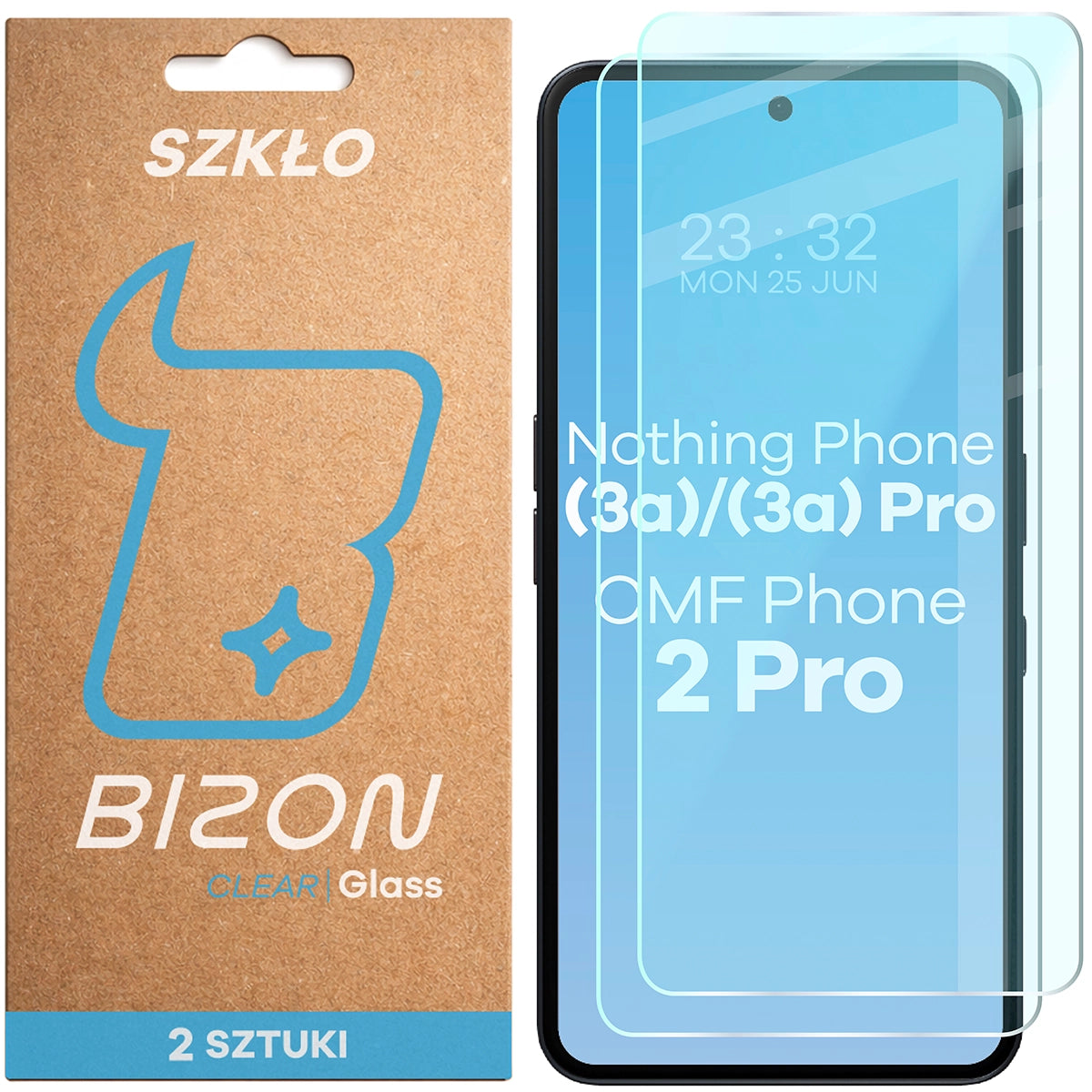 Gehärtetes Glas für Nothing Phone (3a) / (3a) Pro / CMF Phone 2 Pro, Bizon Glass Clear Duo, 2 Stück