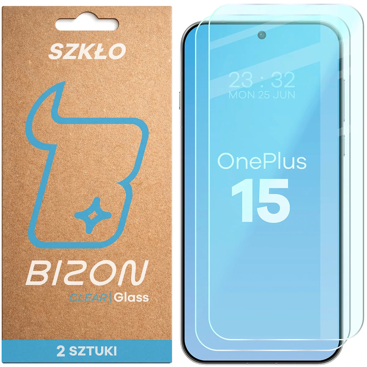 Gehärtetes Glas für OnePlus 15, Bizon Glass Clear Duo, 2 Stück