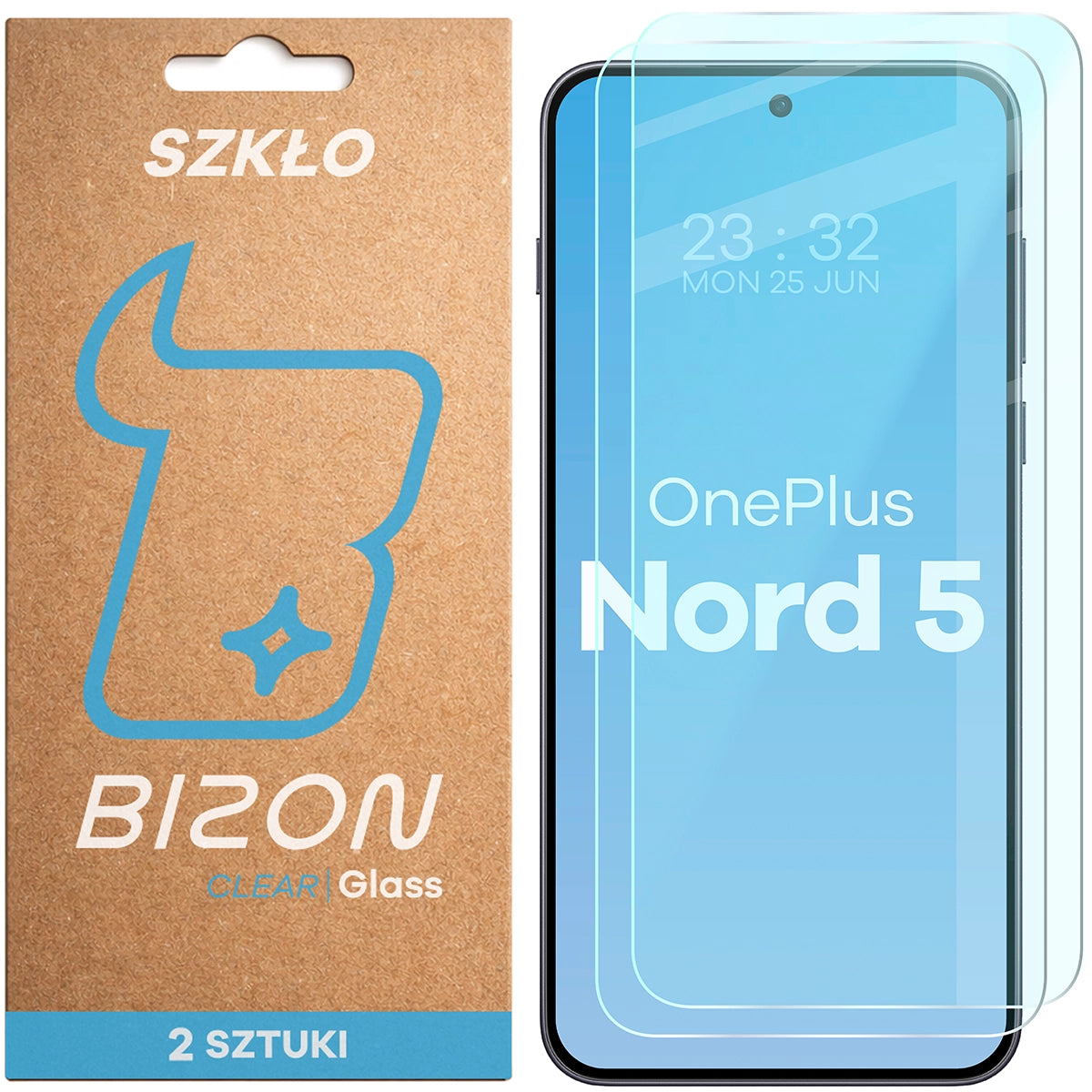 Gehärtetes Glas für OnePlus Nord 5, Bizon Glass Clear Duo, 2 Stück