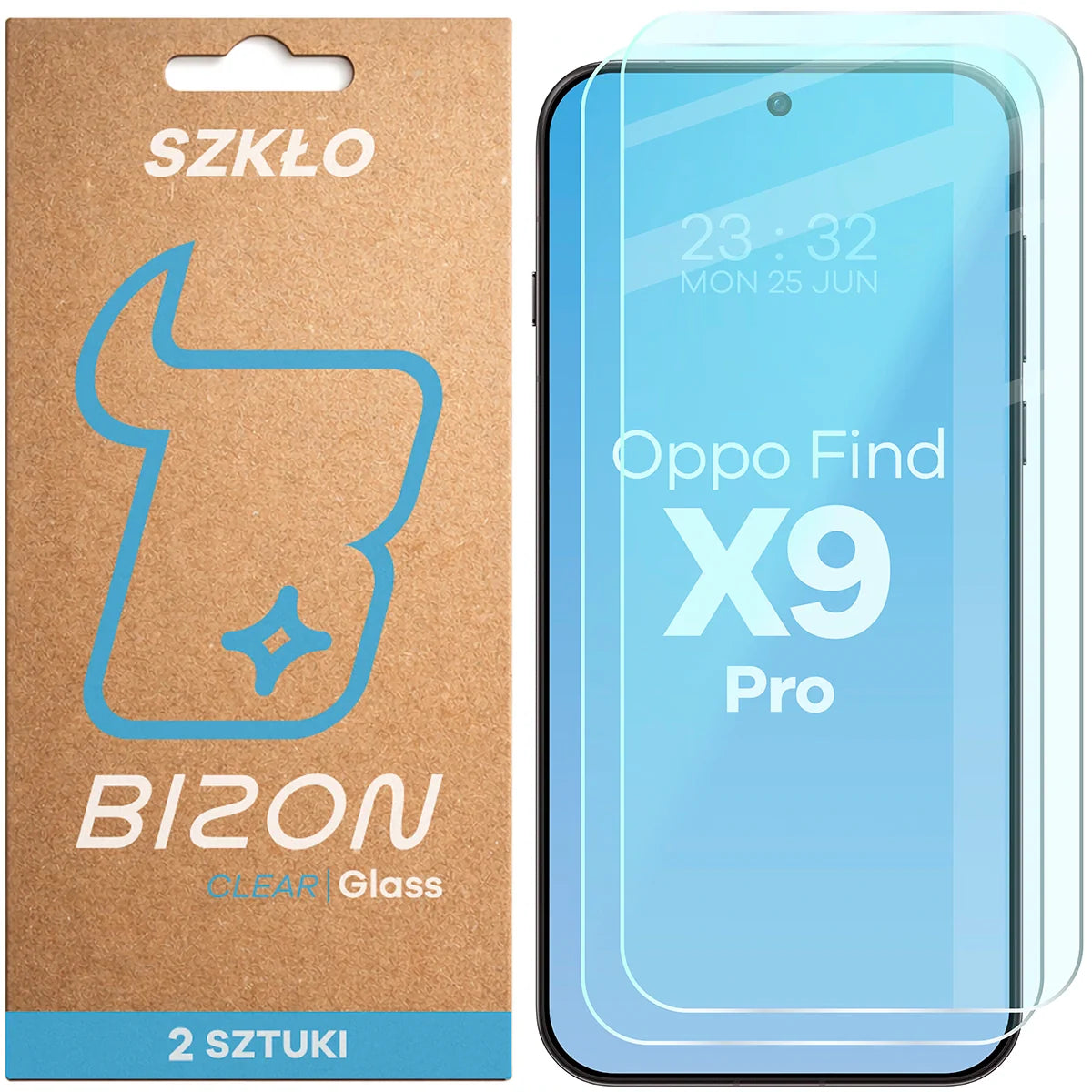 Gehärtetes Glas für Oppo Find X9 Pro, Bizon Glass Clear Duo, 2 Stück