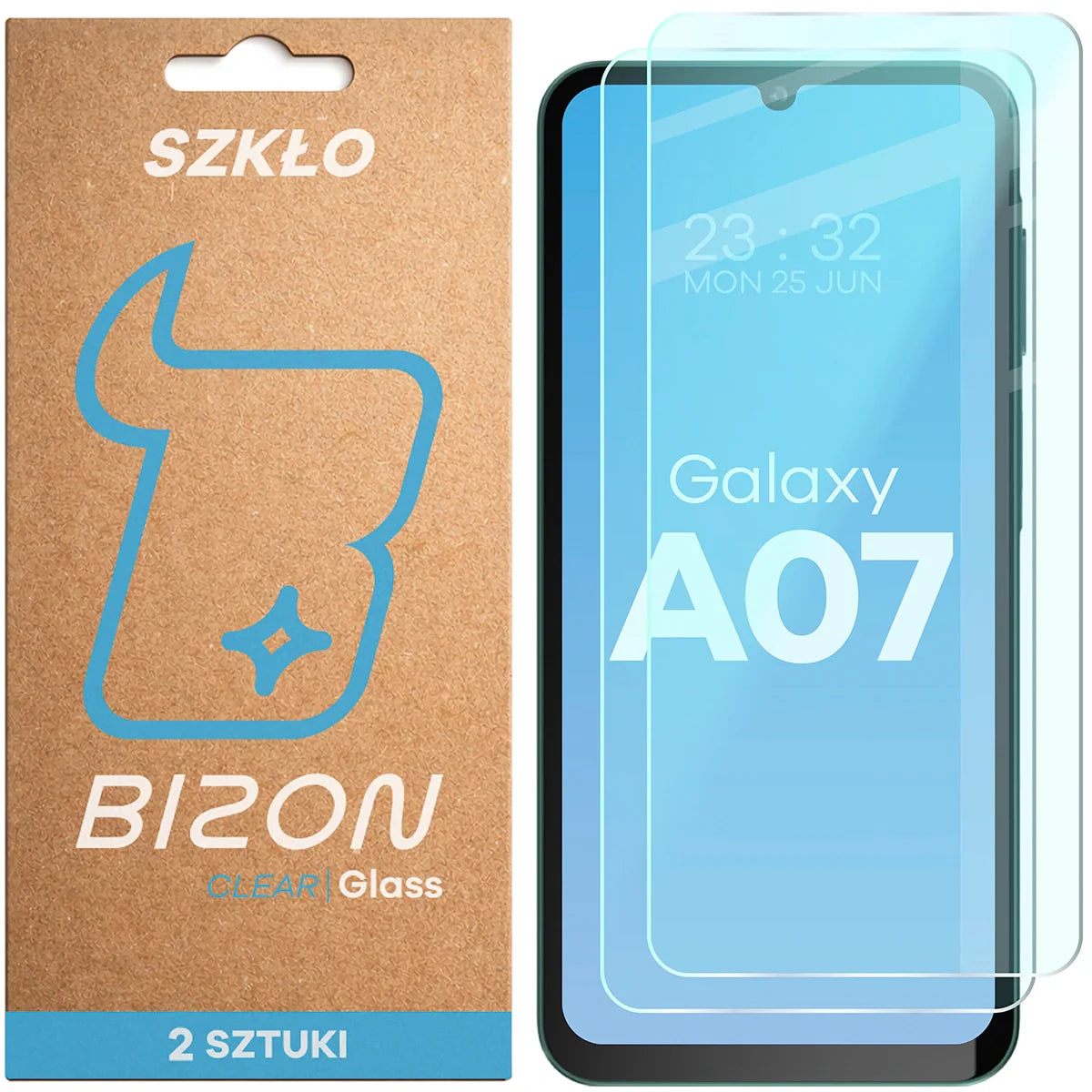 Gehärtetes Glas für Galaxy A07 4G / 5G, Bizon Glass Clear Duo, 2 Stück