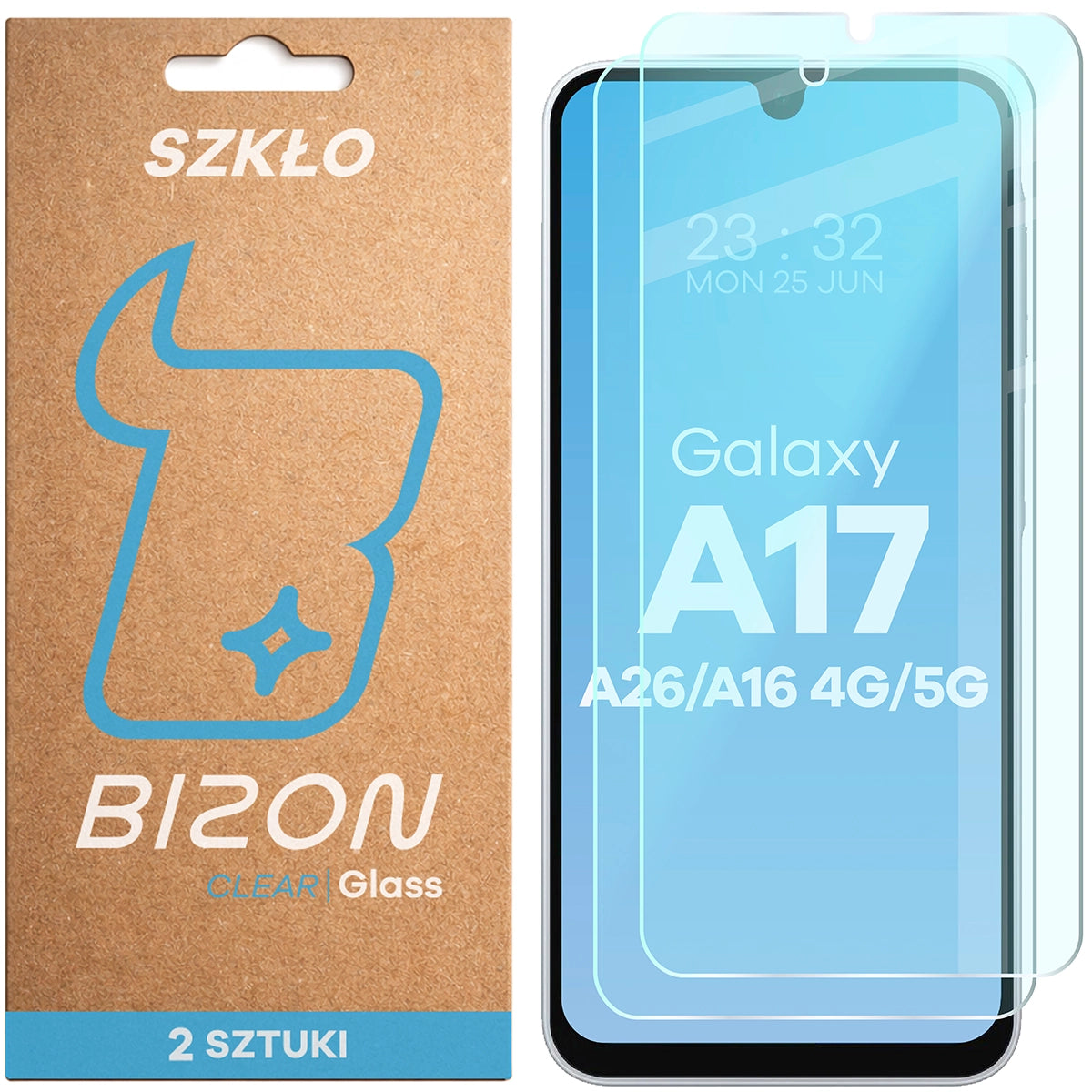 Gehärtetes Glas für Galaxy A16 4G/5G / A17 5G / A26 5G, Bizon Glass Clear Duo, 2 Stück