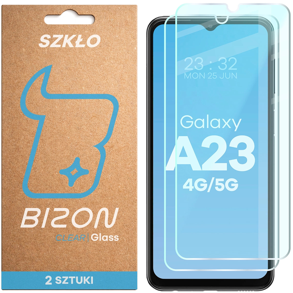 Gehärtetes Glas für Galaxy A23 4G / 5G, Bizon Glass Clear Duo, 2 Stück