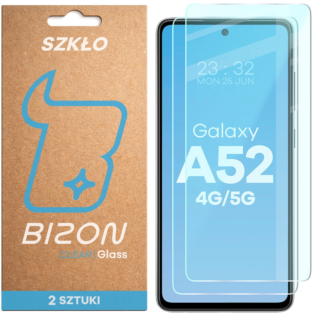 Gehärtetes Glas für Galaxy A52, Bizon Glass Clear Duo, 2 Stück