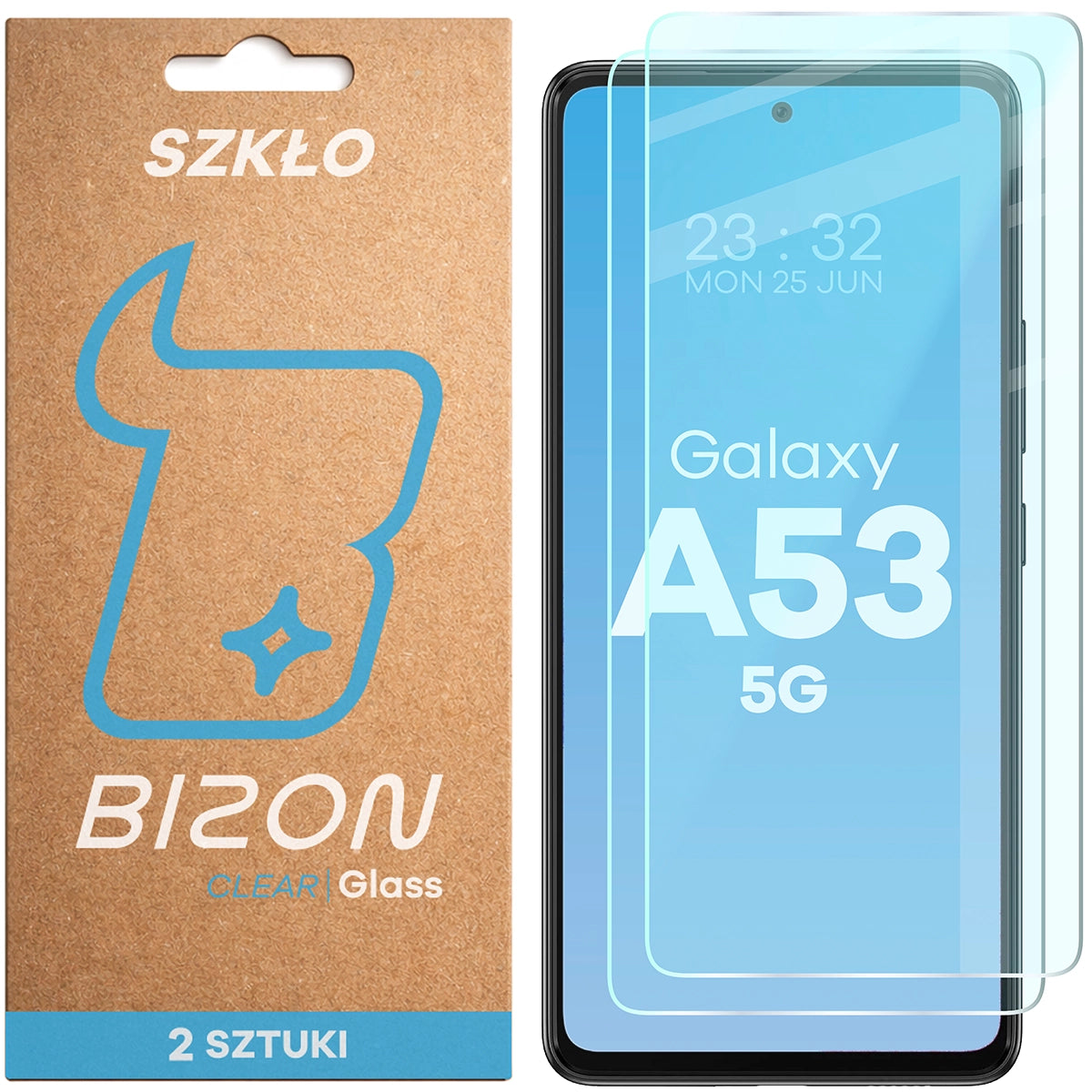 Gehärtetes Glas für Galaxy A53 5G, Bizon Glass Clear Duo, 2 Stück