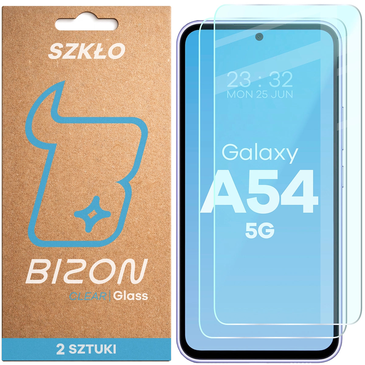 Gehärtetes Glas für Galaxy A54 5G, Bizon Glass Clear Duo, 2 Stück