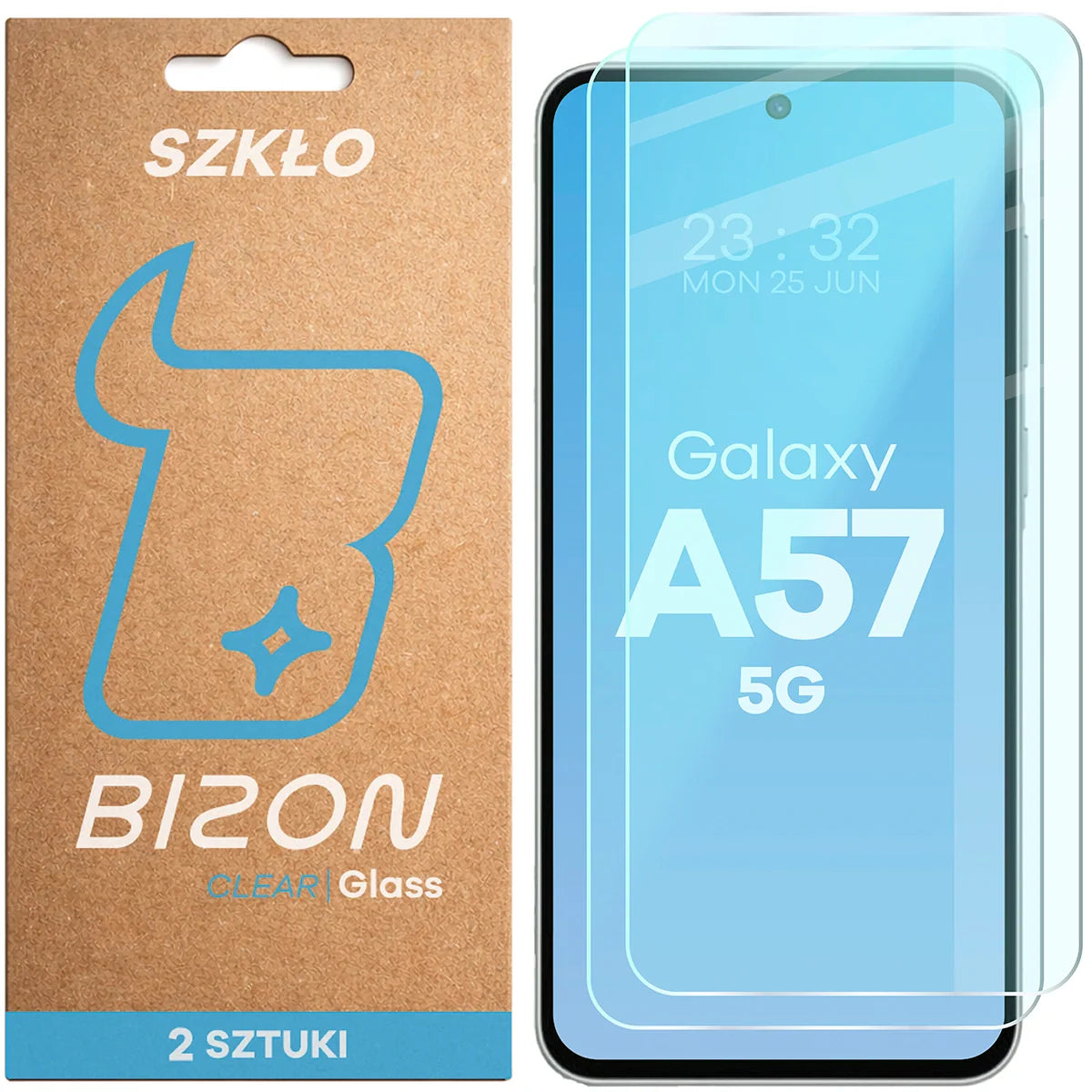 Gehärtetes Glas für Galaxy A57 5G, Bizon Glass Clear Duo, 2 Stück