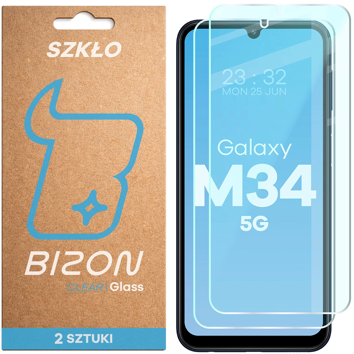 Gehärtetes Glas für Galaxy M34 5G, Bizon Glass Clear Duo, 2 Stück