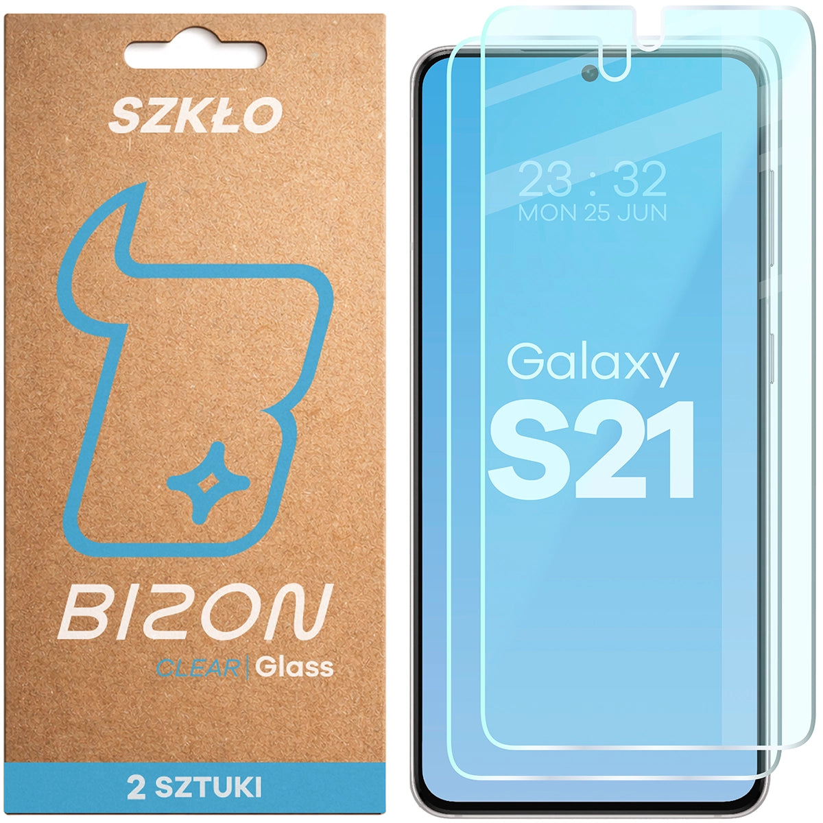 Gehärtetes Glas für Galaxy S21, Bizon Glass Clear Duo, 2 Stück