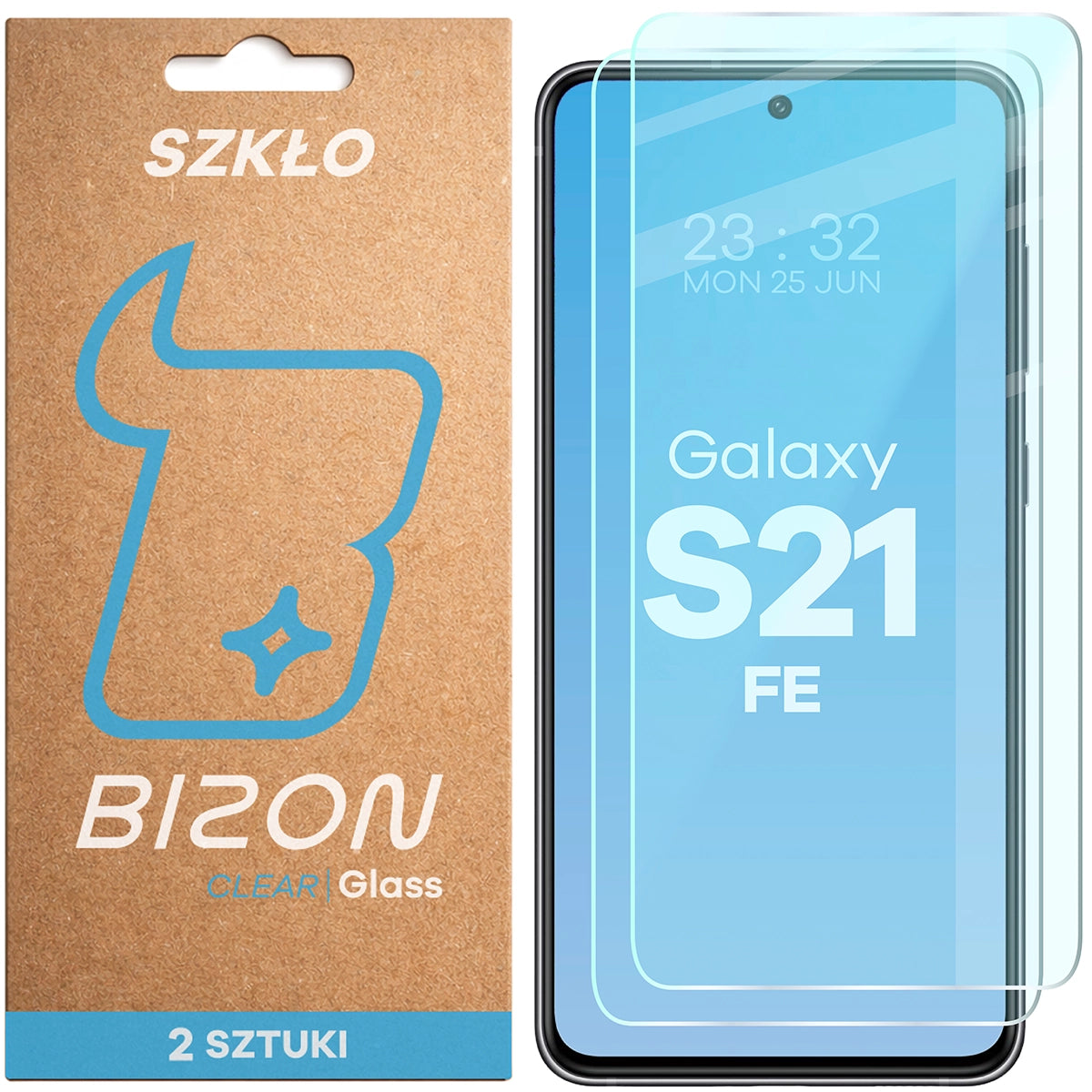 Gehärtetes Glas für Galaxy S21 FE, Bizon Glass Clear Duo, 2 Stück