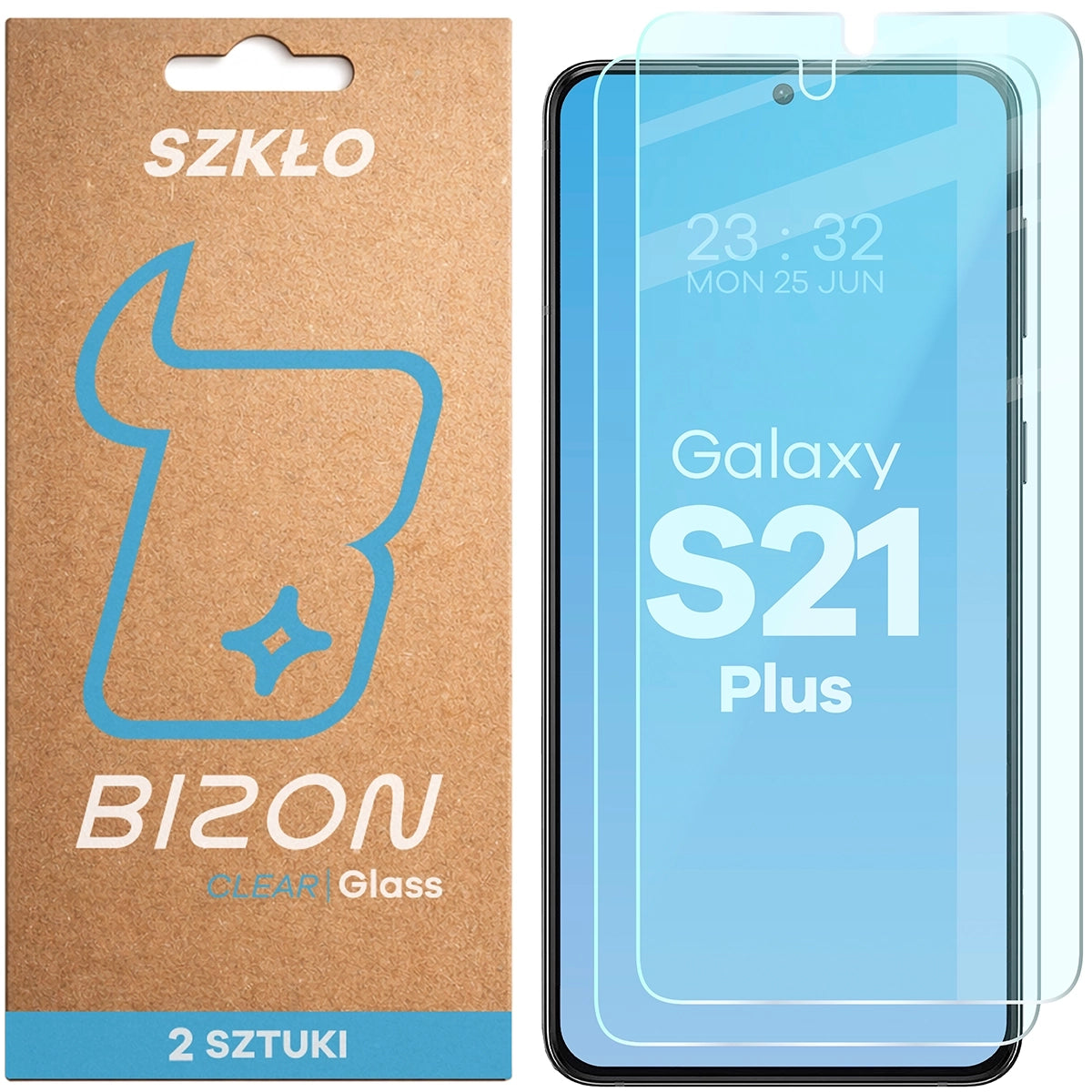 Gehärtetes Glas für Galaxy S21 Plus, Bizon Glass Clear Duo, 2 Stück