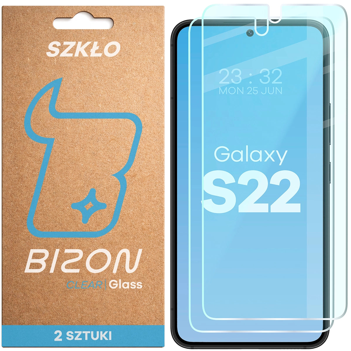 Gehärtetes Glas für Galaxy S22, Bizon Glass Clear Duo, 2 Stück