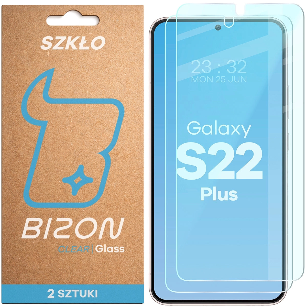 Gehärtetes Glas für Galaxy S22 Plus, Bizon Glass Clear Duo, 2 Stück