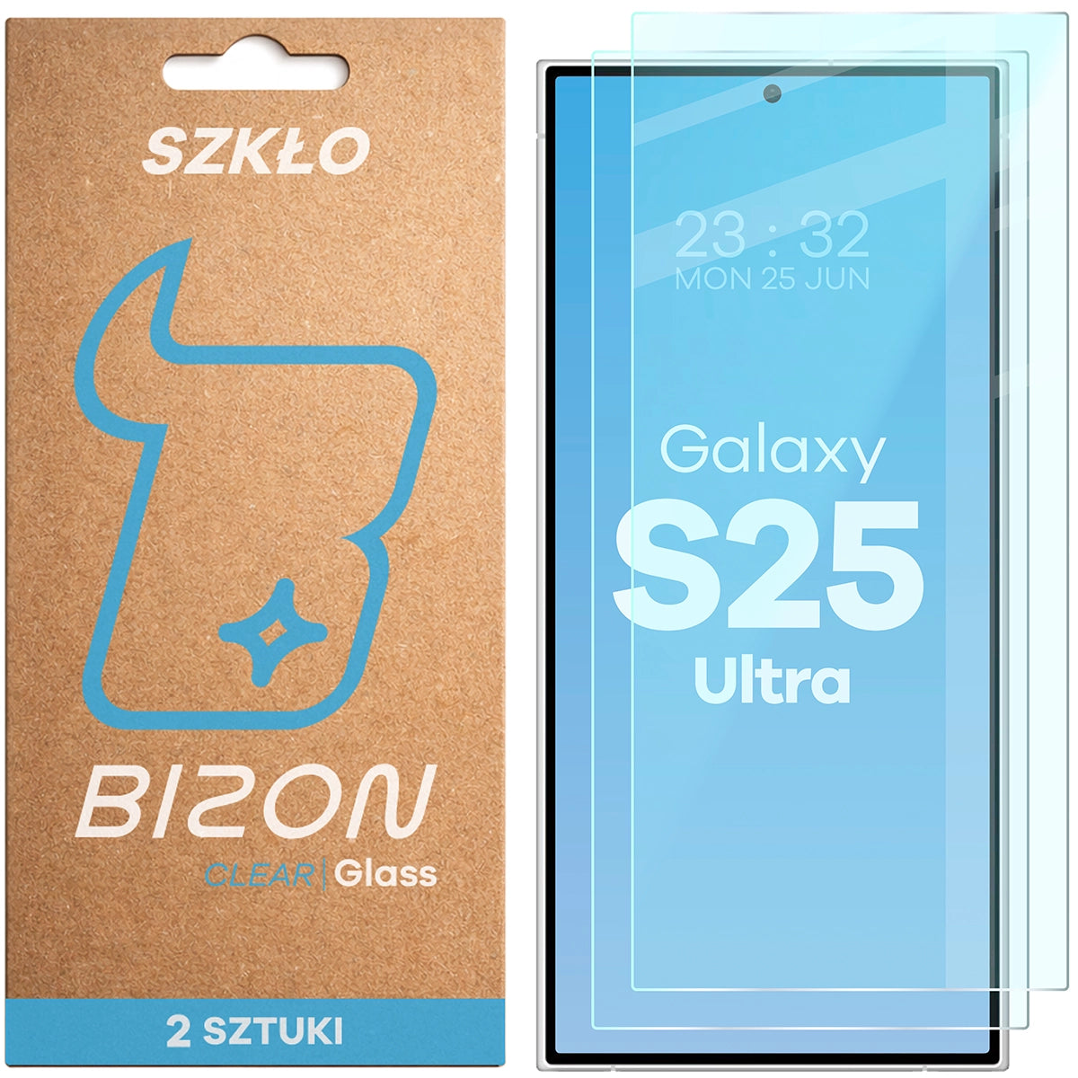 Gehärtetes Glas für Galaxy S25 Ultra, Bizon Glass Clear Duo, 2 Stück