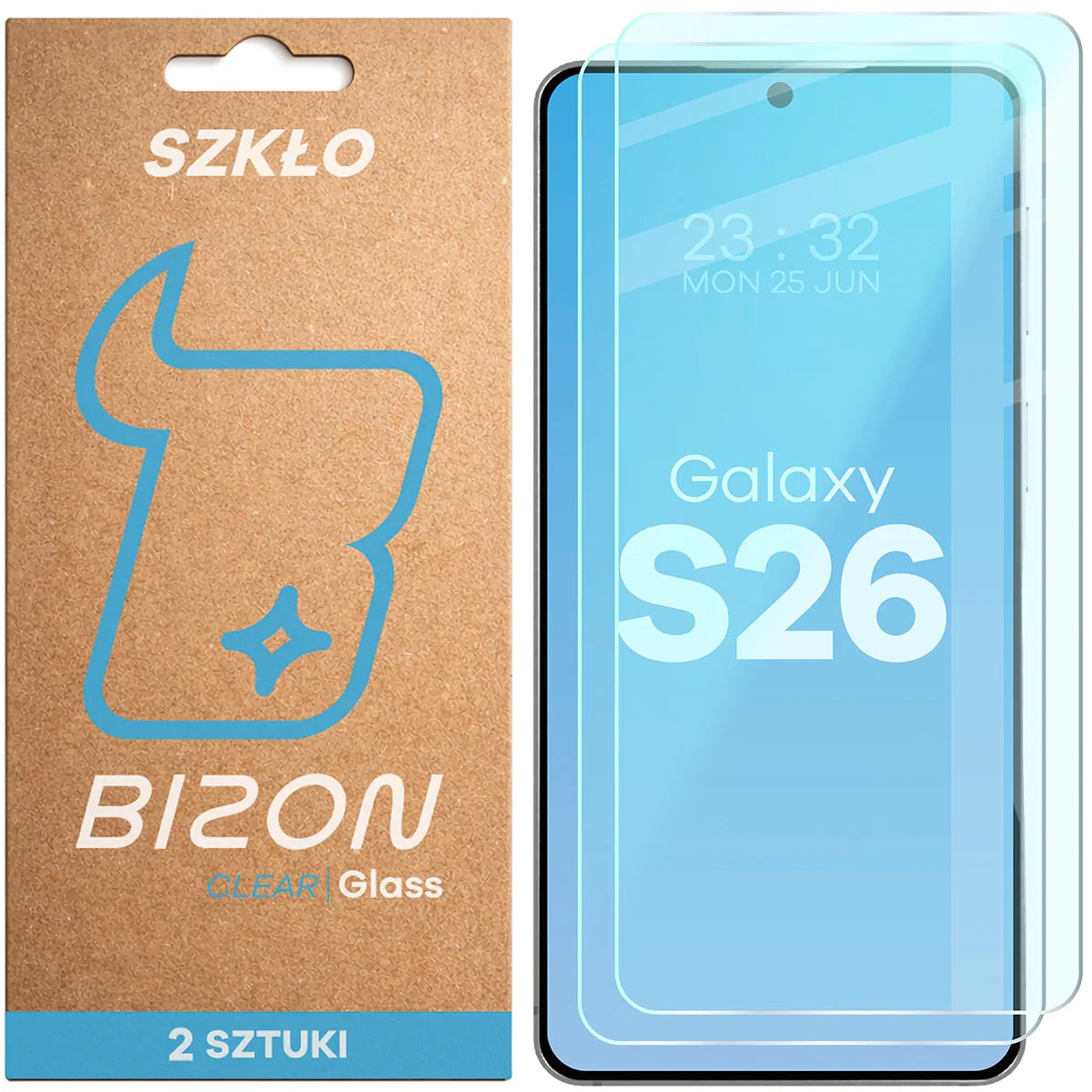 Gehärtetes Glas für Galaxy S26, Bizon Glass Clear Duo, 2 Stück