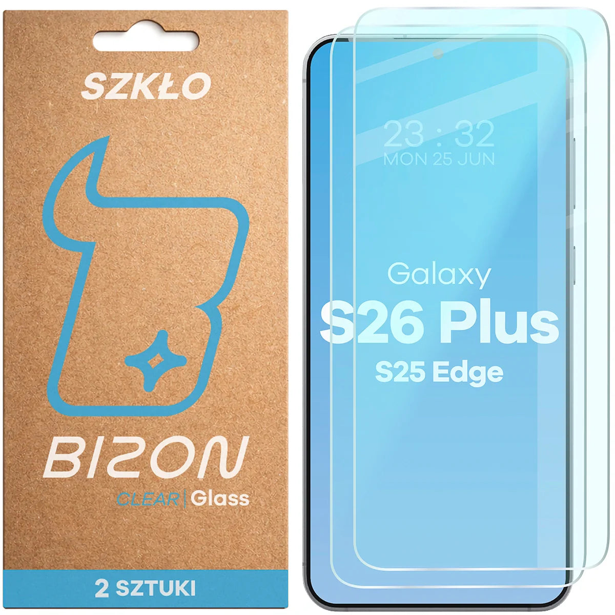Gehärtetes Glas für Galaxy S26 Plus / S25 Edge, Bizon Glass Clear Duo, 2 Stück