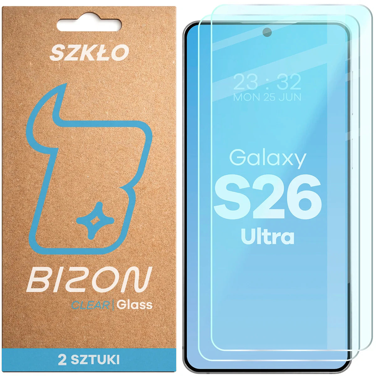 Gehärtetes Glas für Galaxy S26 Ultra, Bizon Glass Clear Duo, 2 Stück