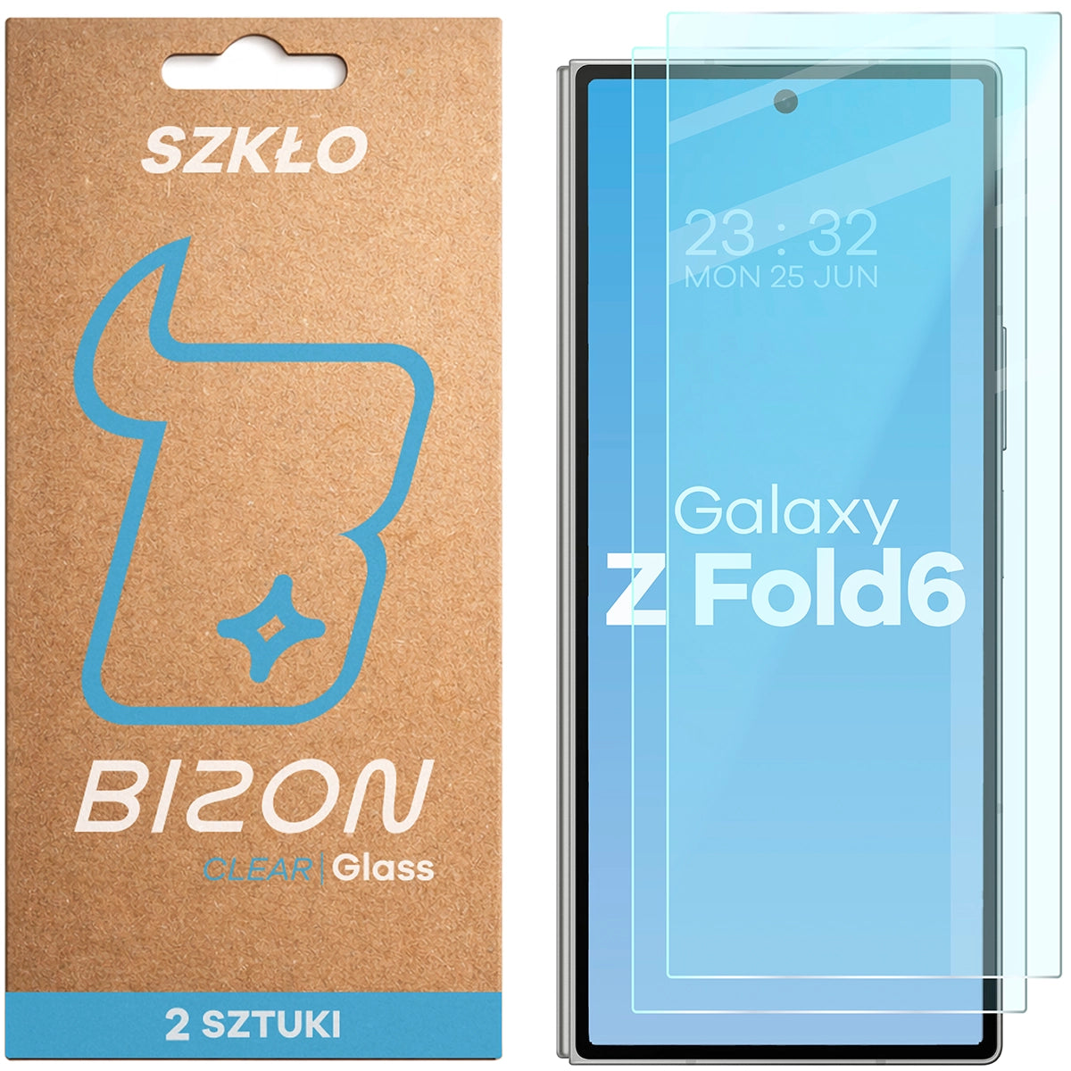 Gehärtetes Glas für Galaxy Z Fold6, Bizon Glass Clear Duo, 2 Stück