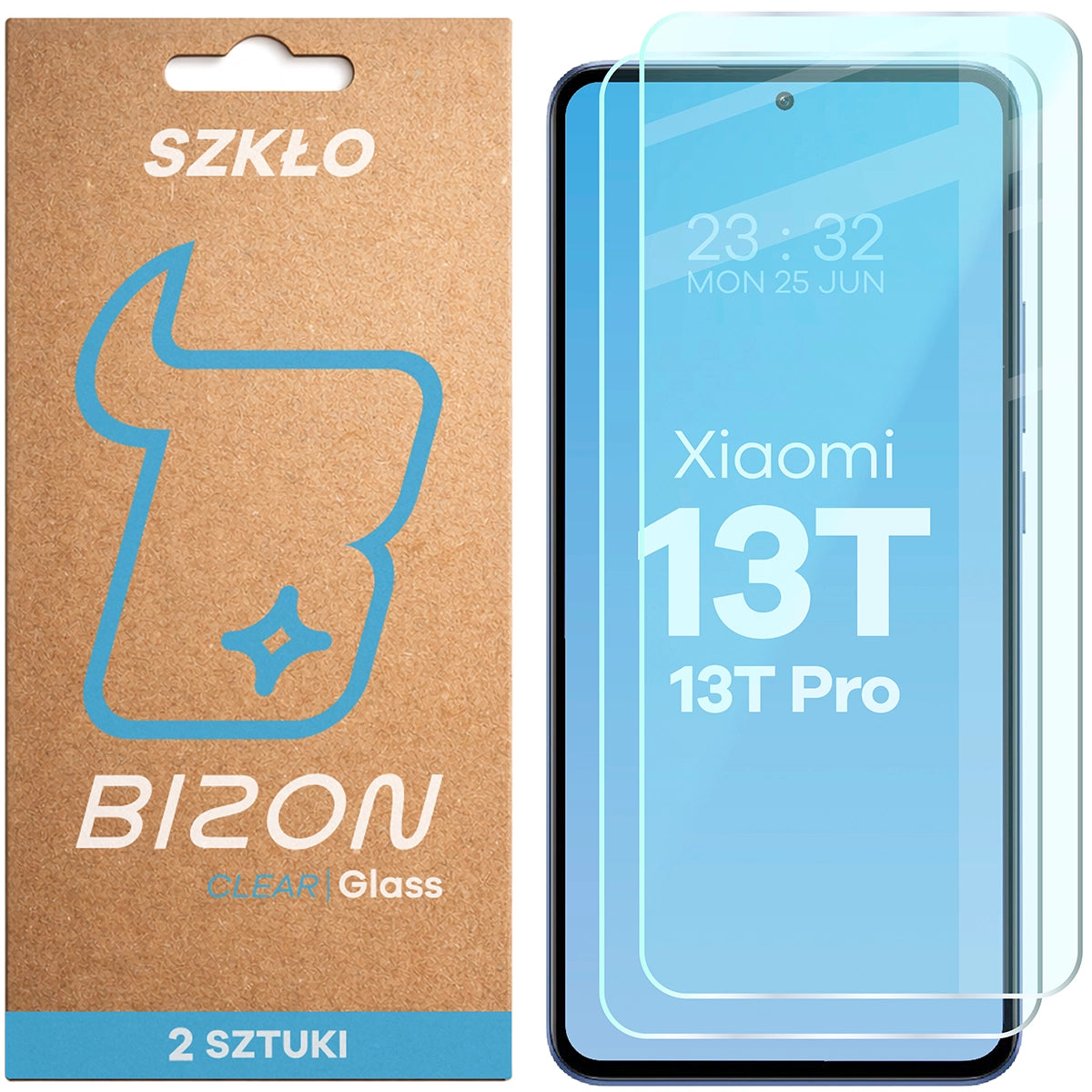 Gehärtetes Glas für Xiaomi 13T Pro / 13T, Bizon Glass Clear Duo, 2 Stück