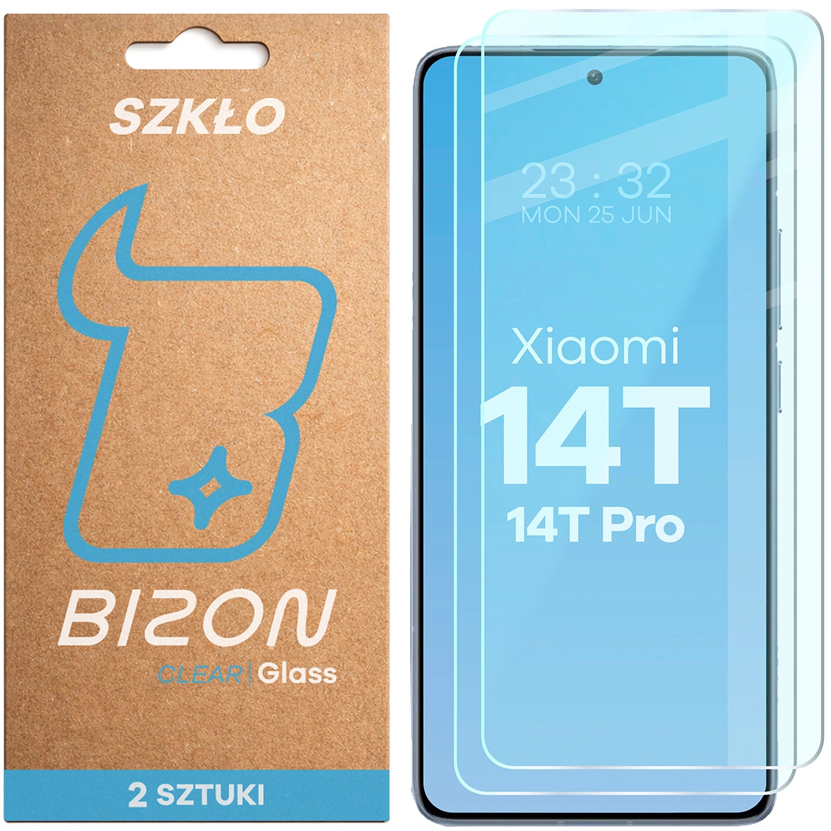 Gehärtetes Glas für Xiaomi 14T / 14T Pro, Bizon Glass Clear Duo, 2 Stück