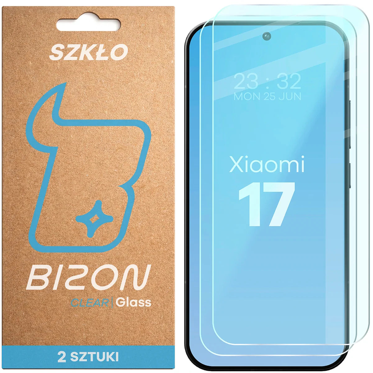 Gehärtetes Glas für Xiaomi 17, Bizon Glass Clear Duo, 2 Stück