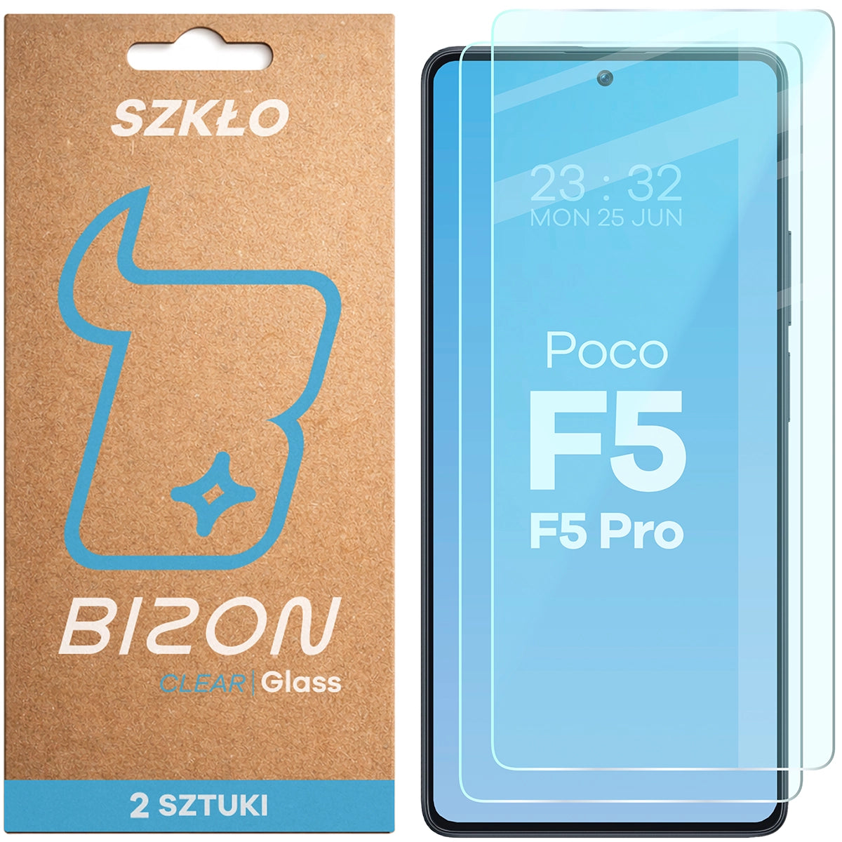 Gehärtetes Glas für Xiaomi POCO F5 / F5 Pro, Bizon Glass Clear Duo, 2 Stück