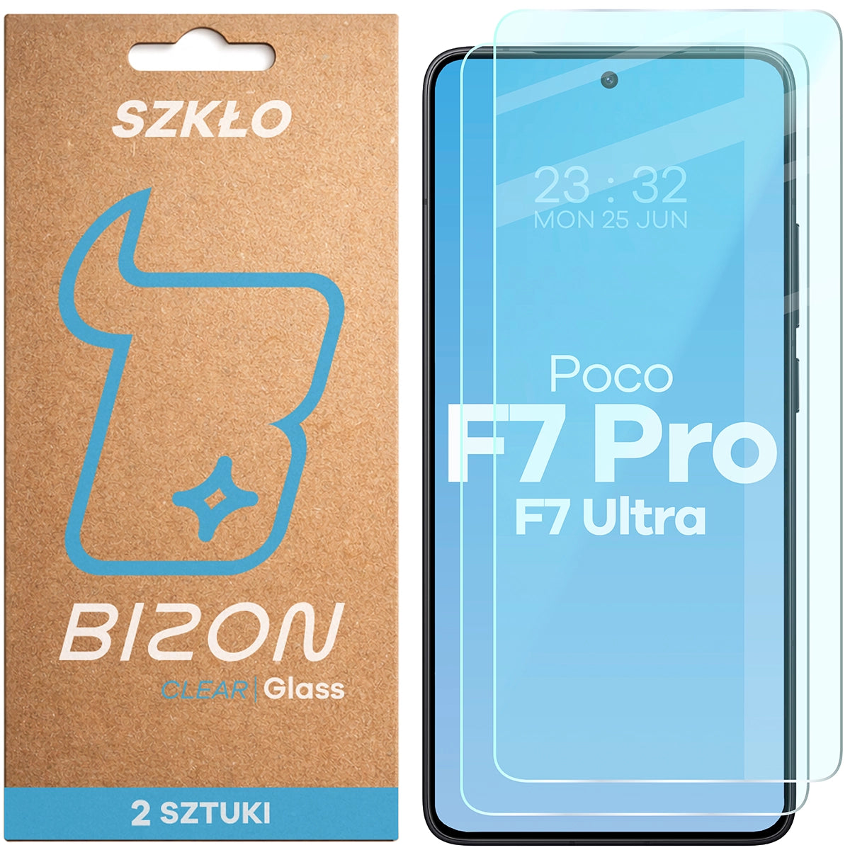 Gehärtetes Glas für Xiaomi POCO F7 Pro / F7 Ultra, Bizon Glass Clear Duo, 2 Stück