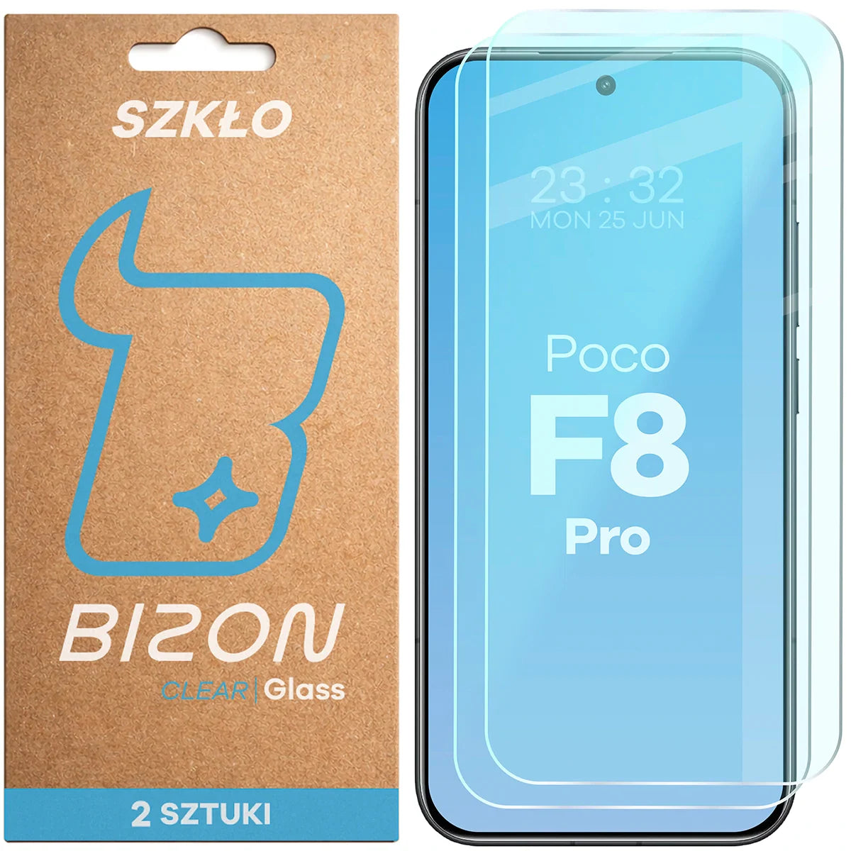 Gehärtetes Glas für Xiaomi POCO F8 Pro, Bizon Glass Clear Duo, 2 Stück