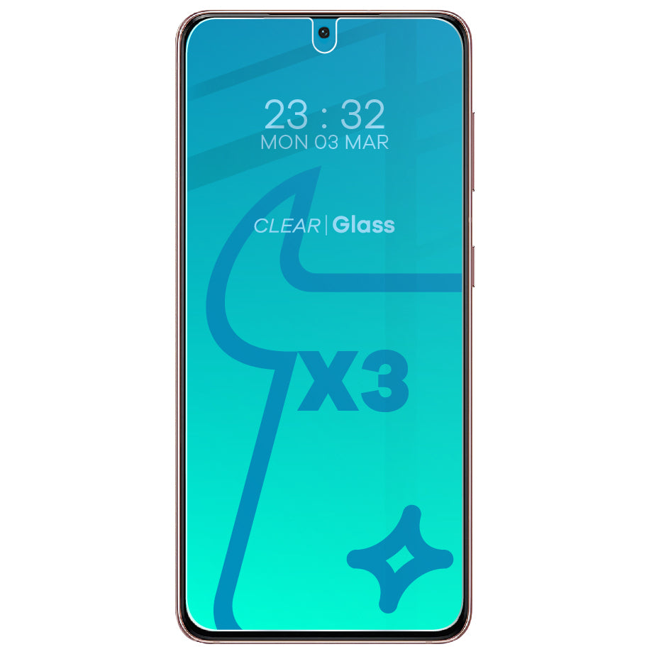 Gehärtetes Glas - 3 Stück + Kameraschutz für Galaxy S21 5G, Bizon Glass Clear Pack