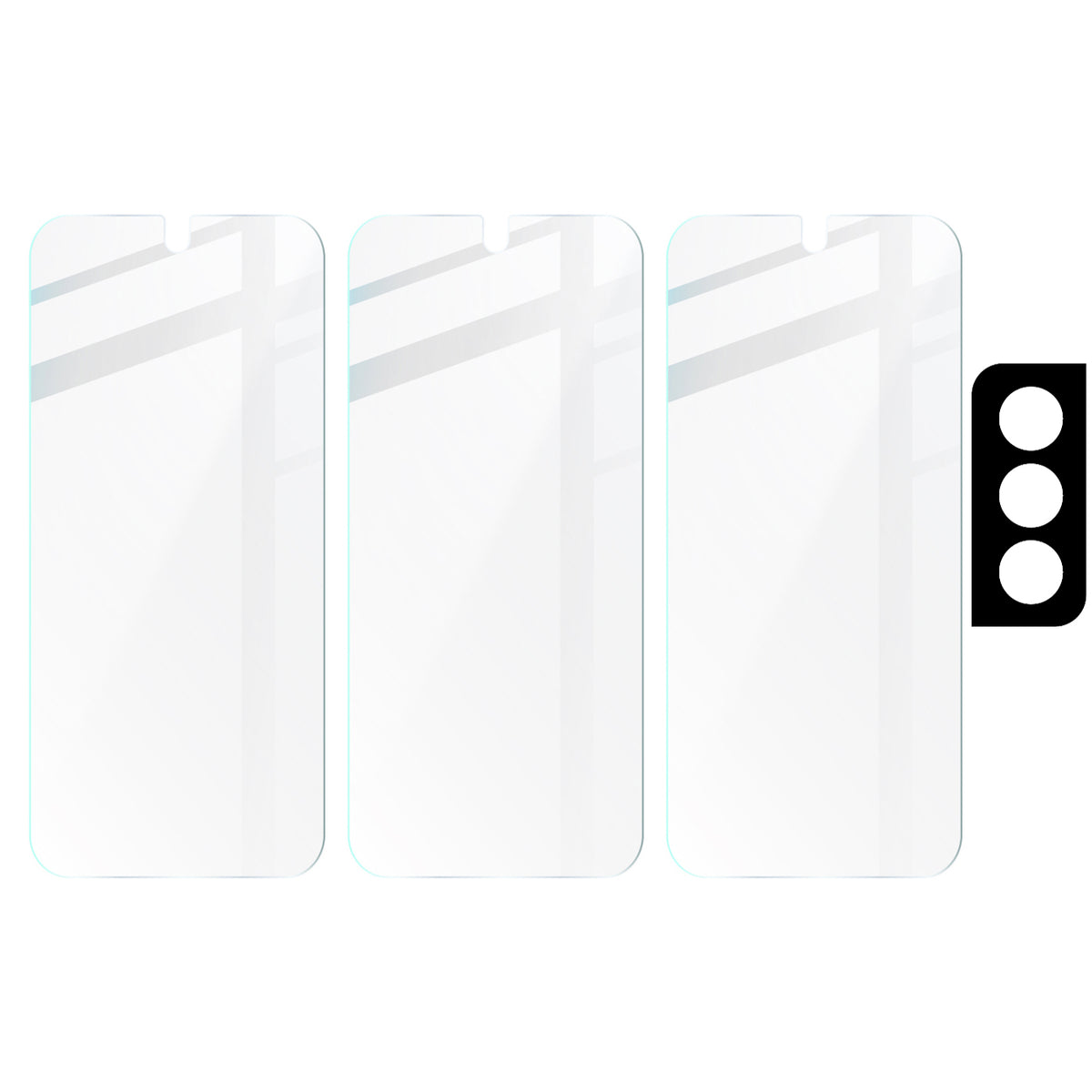 Gehärtetes Glas - 3 Stück + Kameraschutz für Galaxy S21 5G, Bizon Glass Clear Pack