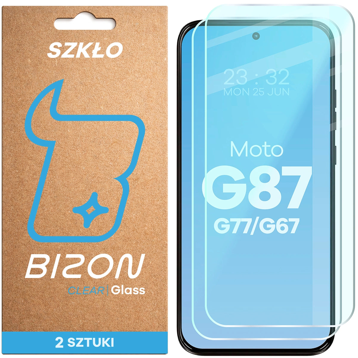 Gehärtetes Glas für Motorola Moto G67 5G / G77 5G / G87 5G, Bizon Glass Clear Duo, 2 Stück