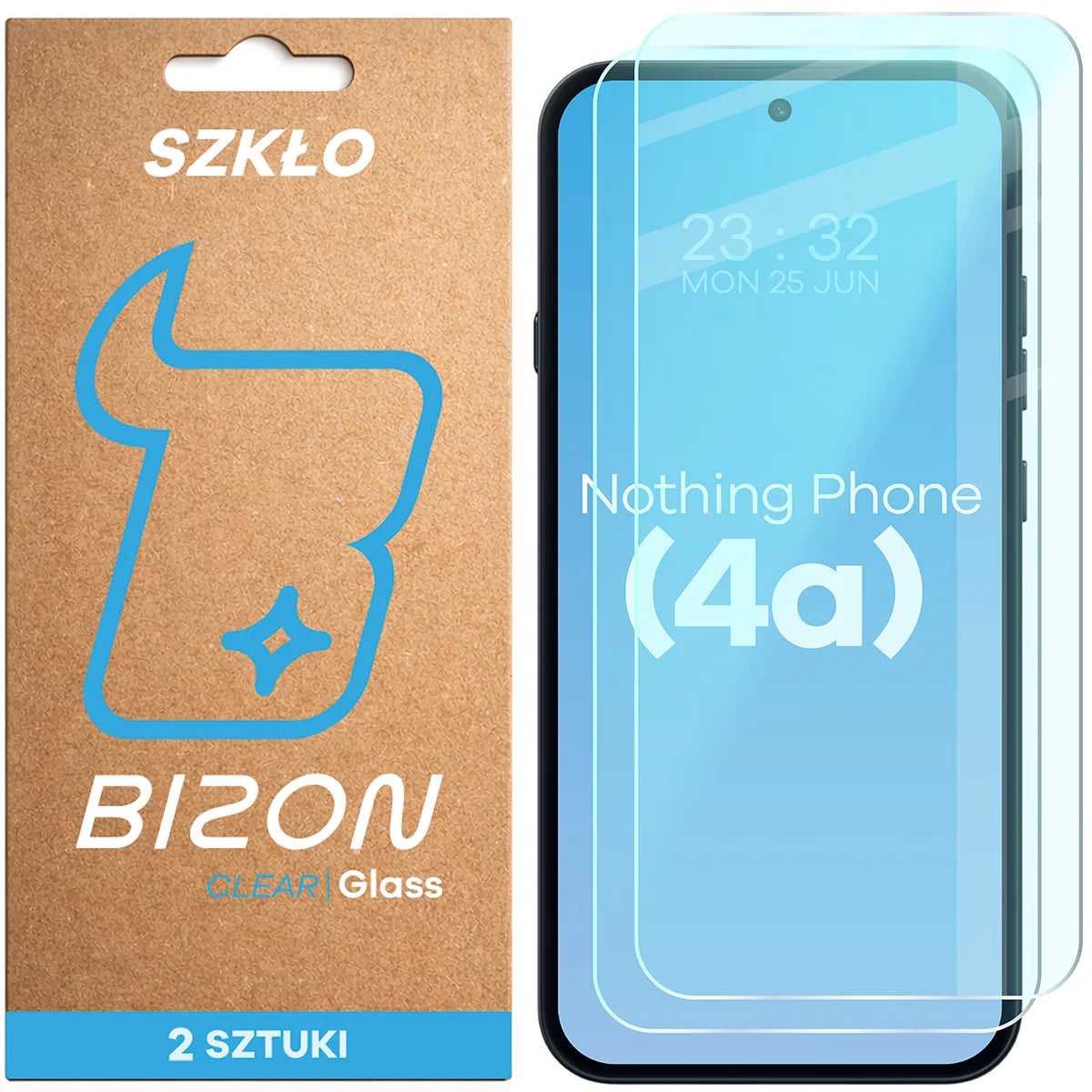 Gehärtetes Glas für Nothing Phone (4a), Bizon Glass Clear Duo, 2 Stück
