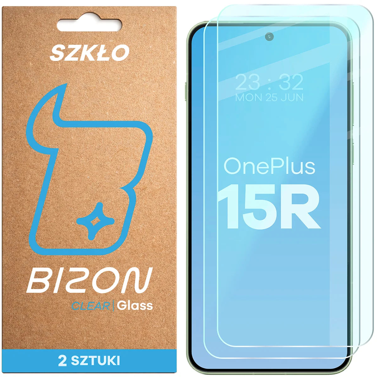Gehärtetes Glas für OnePlus 15R, Bizon Glass Clear Duo, 2 Stück