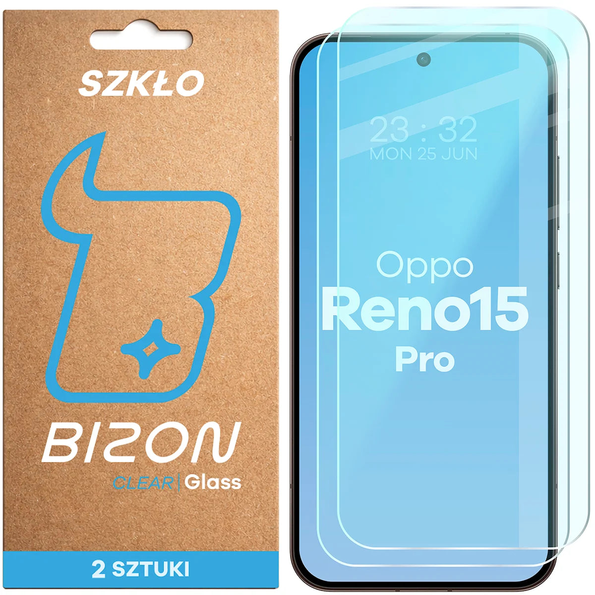 Gehärtetes Glas für Oppo Reno 15 Pro, Bizon Glass Clear Duo, 2 Stück