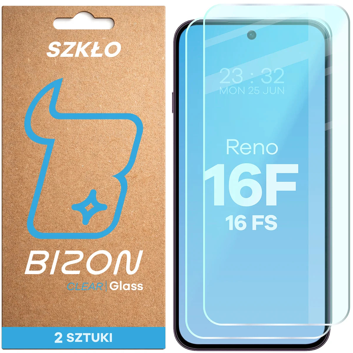 Gehärtetes Glas für Oppo Reno16 F / Reno16 FS, Bizon Glass Clear Duo, 2 Stück (1/4)